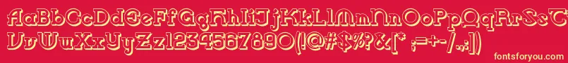 Шрифт Vlaanderenshadownf – жёлтые шрифты на красном фоне