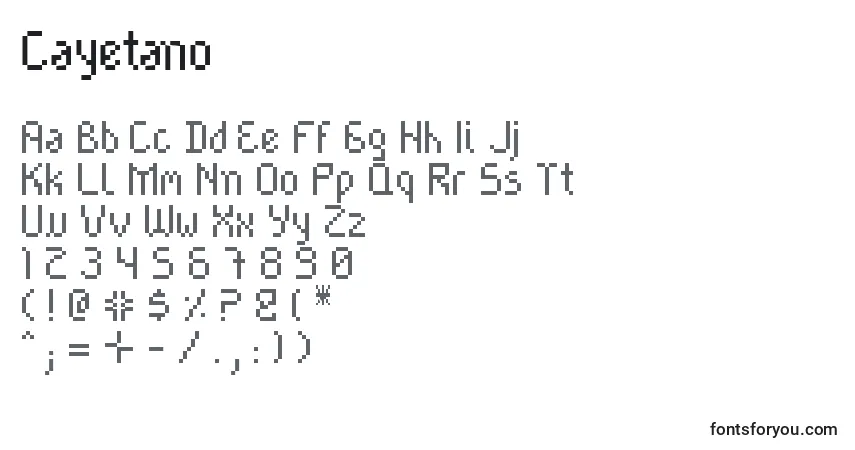 Schriftart Cayetano – Alphabet, Zahlen, spezielle Symbole