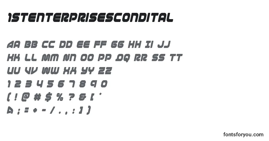 Czcionka 1stenterprisescondital – alfabet, cyfry, specjalne znaki