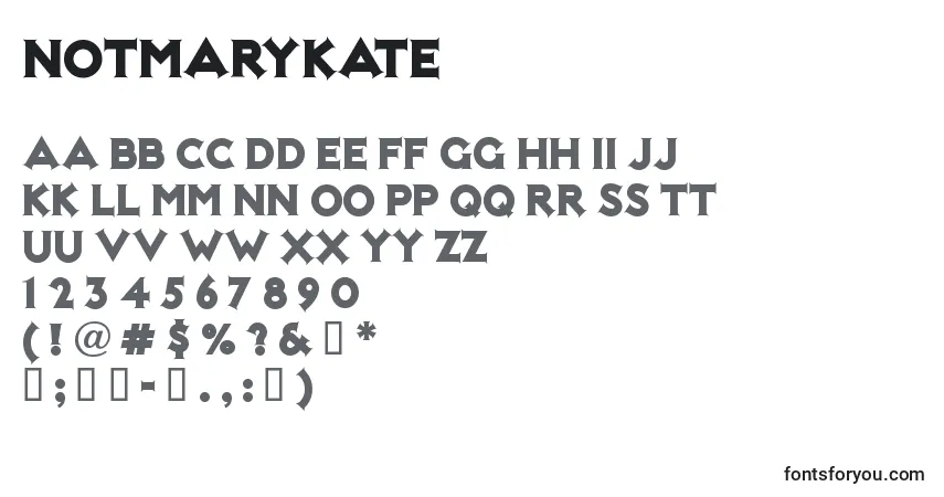 Schriftart Notmarykate – Alphabet, Zahlen, spezielle Symbole