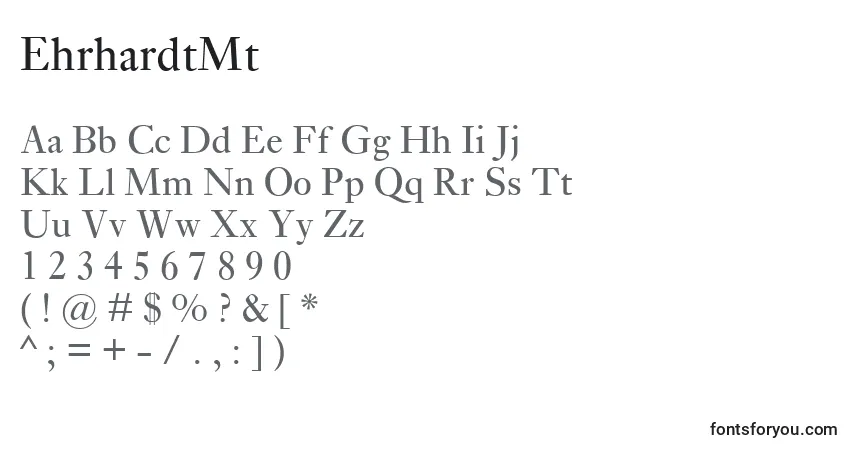 A fonte EhrhardtMt – alfabeto, números, caracteres especiais