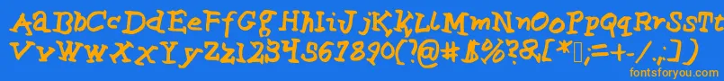 フォントLifeisgood1 – オレンジ色の文字が青い背景にあります。