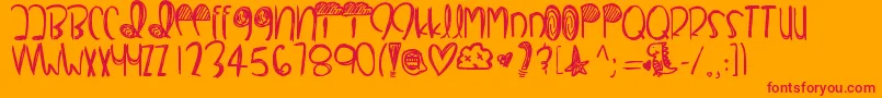 Fonte Imahaveyou – fontes vermelhas em um fundo laranja