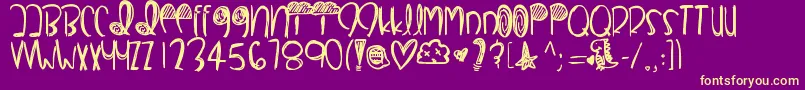 Fonte Imahaveyou – fontes amarelas em um fundo roxo