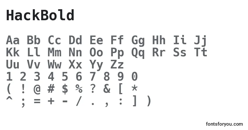Czcionka HackBold – alfabet, cyfry, specjalne znaki