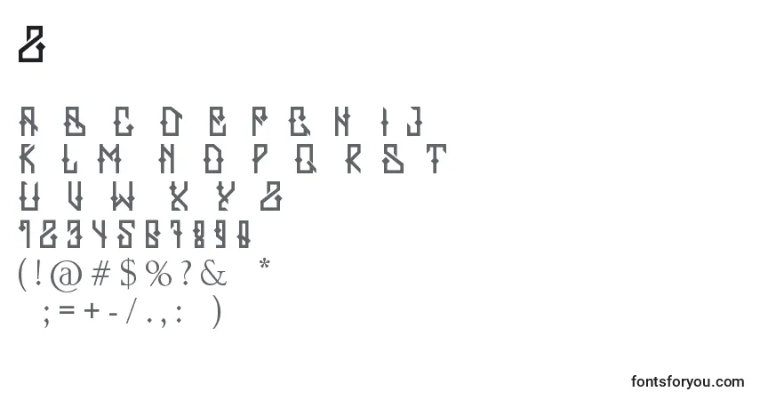 A fonte Zerb – alfabeto, números, caracteres especiais