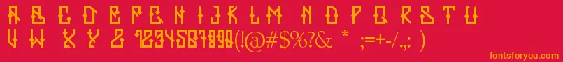 Zerb-Schriftart – Orangefarbene Schriften auf rotem Hintergrund