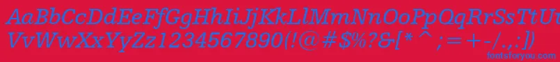 フォントHumanistSlabserif712ItalicBt – 赤い背景に青い文字