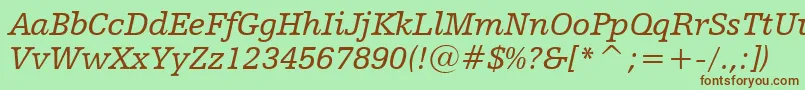 HumanistSlabserif712ItalicBt Font – Brown Fonts on Green Background