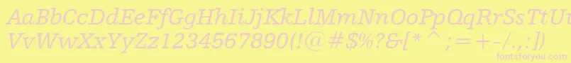 HumanistSlabserif712ItalicBt-Schriftart – Rosa Schriften auf gelbem Hintergrund