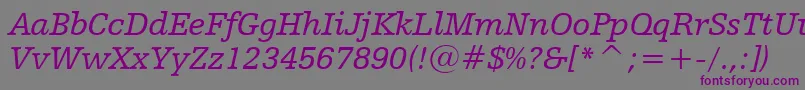 HumanistSlabserif712ItalicBt-fontti – violetit fontit harmaalla taustalla