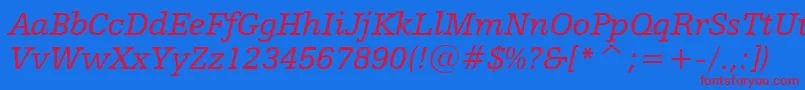 HumanistSlabserif712ItalicBt Font – Red Fonts on Blue Background