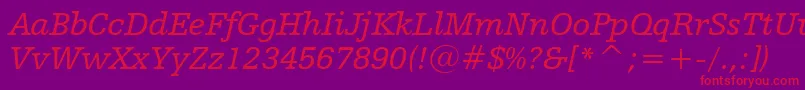 HumanistSlabserif712ItalicBt Font – Red Fonts on Purple Background