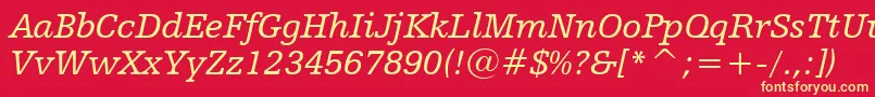 HumanistSlabserif712ItalicBt Font – Yellow Fonts on Red Background