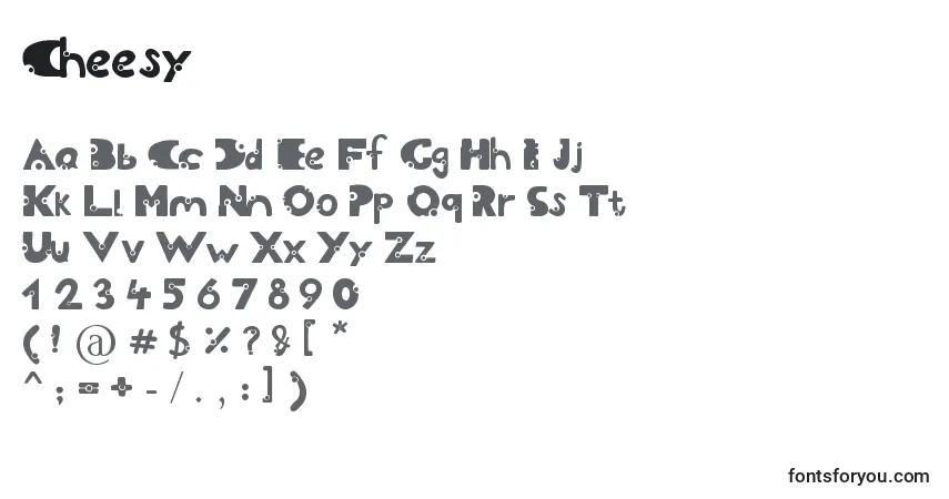 Czcionka Cheesy – alfabet, cyfry, specjalne znaki