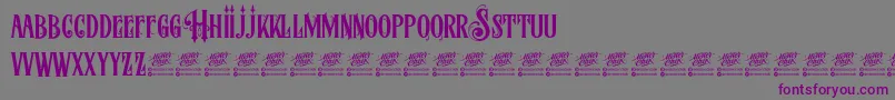 Шрифт McfStoneheadDemo – фиолетовые шрифты на сером фоне