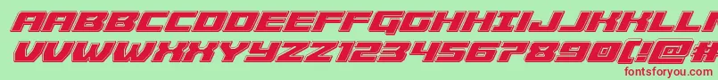 Cruiserfortressbevelital-Schriftart – Rote Schriften auf grünem Hintergrund