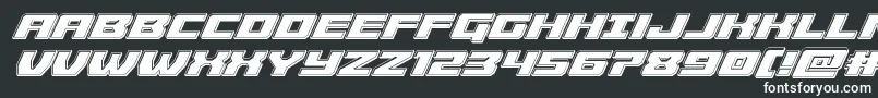 Cruiserfortressbevelital-fontti – valkoiset fontit mustalla taustalla