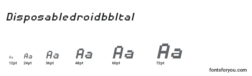 Размеры шрифта DisposabledroidbbItal
