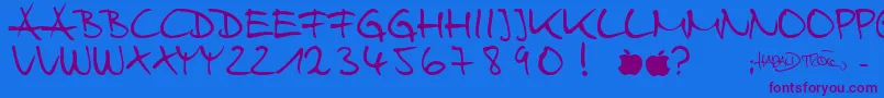 フォントHarryWebfont – 紫色のフォント、青い背景