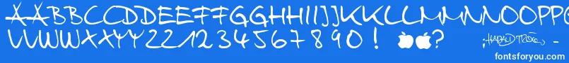 HarryWebfont-Schriftart – Weiße Schriften auf blauem Hintergrund