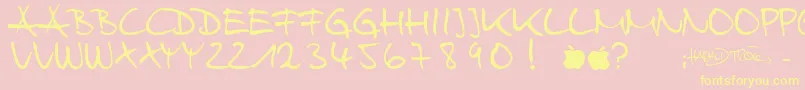 HarryWebfont-fontti – keltaiset fontit vaaleanpunaisella taustalla
