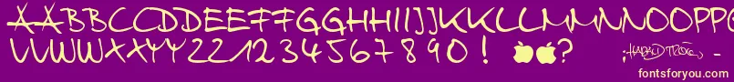 Fonte HarryWebfont – fontes amarelas em um fundo roxo