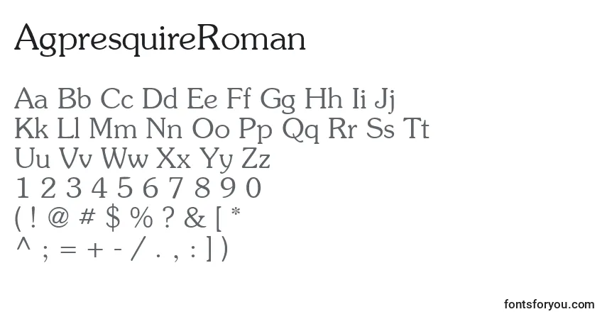 Fuente AgpresquireRoman - alfabeto, números, caracteres especiales