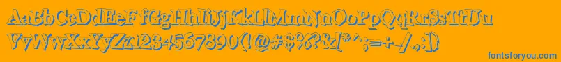 WigglyS-Schriftart – Blaue Schriften auf orangefarbenem Hintergrund