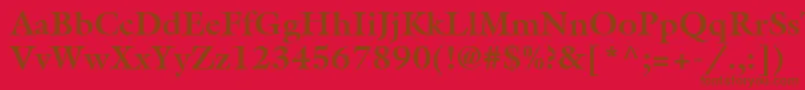 Więcej informacji o czcionce AggalleonBold Czcionka AggalleonBold – brązowe czcionki na czerwonym tle