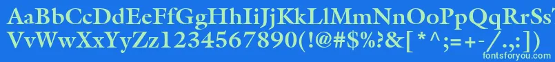 フォントAggalleonBold – 青い背景に緑のフォント