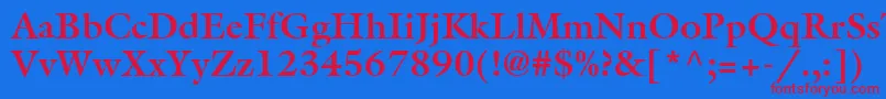 Czcionka AggalleonBold – czerwone czcionki na niebieskim tle