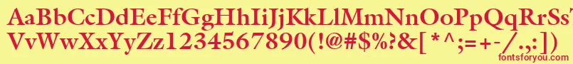 AggalleonBold-Schriftart – Rote Schriften auf gelbem Hintergrund