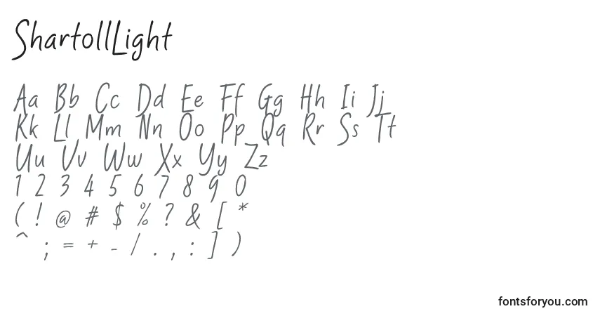 Schriftart ShartollLight – Alphabet, Zahlen, spezielle Symbole