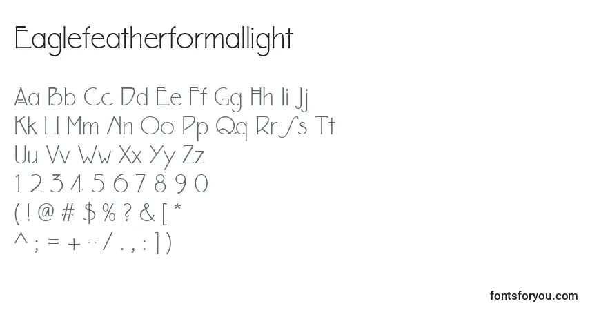 Czcionka Eaglefeatherformallight – alfabet, cyfry, specjalne znaki