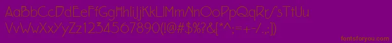 Eaglefeatherformallight-Schriftart – Braune Schriften auf violettem Hintergrund