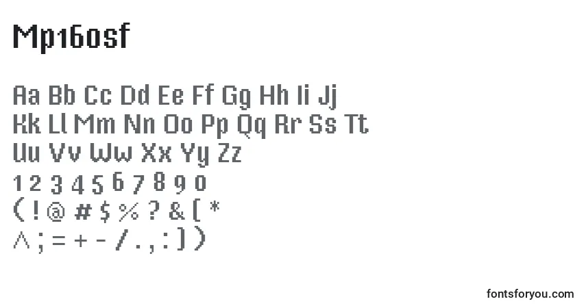 Schriftart Mp16osf – Alphabet, Zahlen, spezielle Symbole