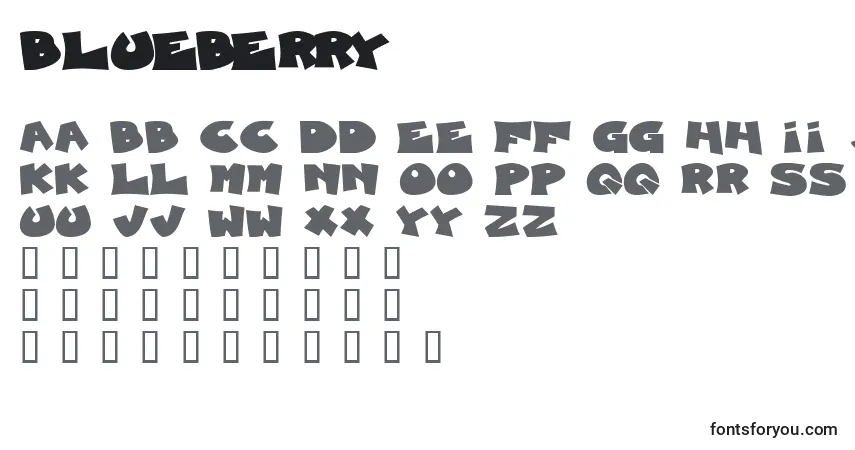 Шрифт Blueberry – алфавит, цифры, специальные символы