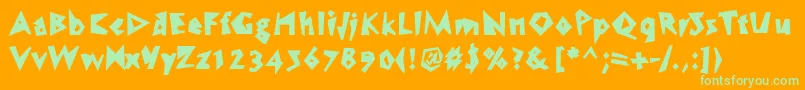 WcSpeedBoldBta-fontti – vihreät fontit oranssilla taustalla