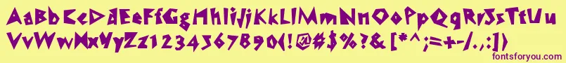 WcSpeedBoldBta Font – Purple Fonts on Yellow Background