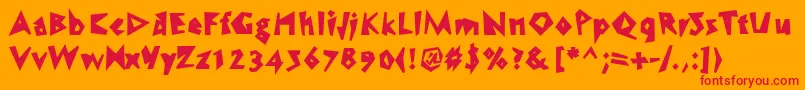 WcSpeedBoldBta Font – Red Fonts on Orange Background