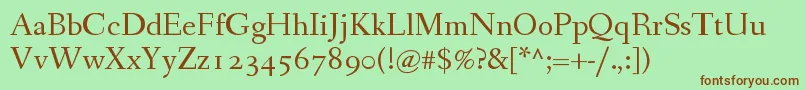 Шрифт FanwoodTextWebfont – коричневые шрифты на зелёном фоне