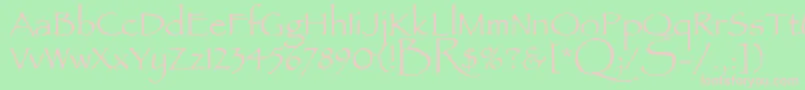PapyrusLetPlain.1.0-fontti – vaaleanpunaiset fontit vihreällä taustalla