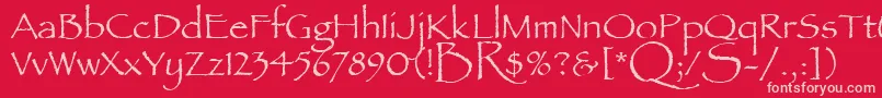 PapyrusLetPlain.1.0 Font – Pink Fonts on Red Background