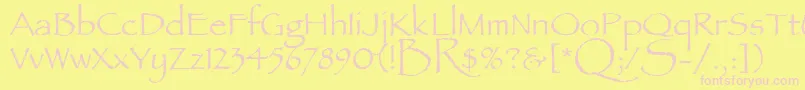 フォントPapyrusLetPlain.1.0 – ピンクのフォント、黄色の背景