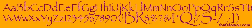 Шрифт PapyrusLetPlain.1.0 – фиолетовые шрифты на оранжевом фоне