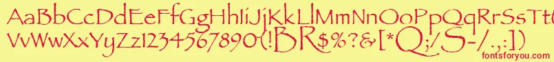 フォントPapyrusLetPlain.1.0 – 赤い文字の黄色い背景