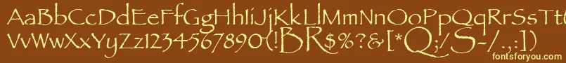 Шрифт PapyrusLetPlain.1.0 – жёлтые шрифты на коричневом фоне