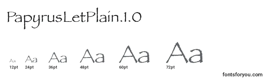 Размеры шрифта PapyrusLetPlain.1.0