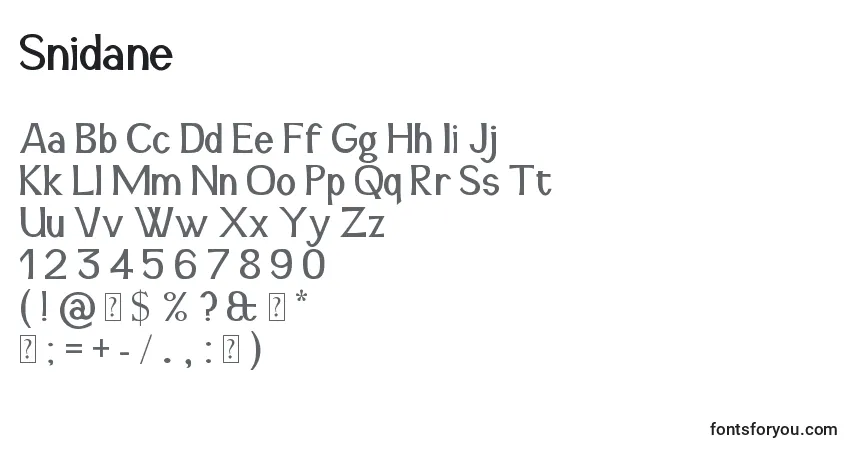 Schriftart Snidane – Alphabet, Zahlen, spezielle Symbole